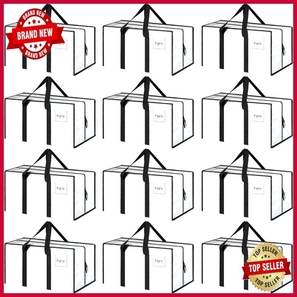 Extra Heavy Duty Moving Bags, 12 Pack Large Storage Totes with Zipper